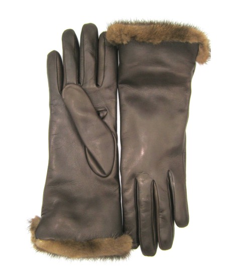 Sermoneta Gloves Guanto in Nappa 4bt con risvolto in Visone T.Moro Affare Del Giorno