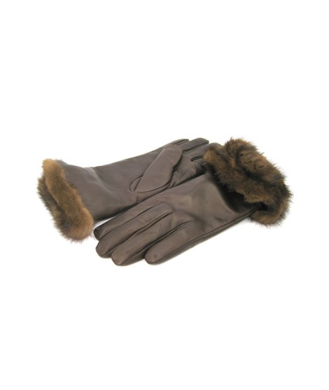 Sermoneta Gloves Guanto in Nappa 4bt con risvolto in Visone T.Moro Affare Del Giorno