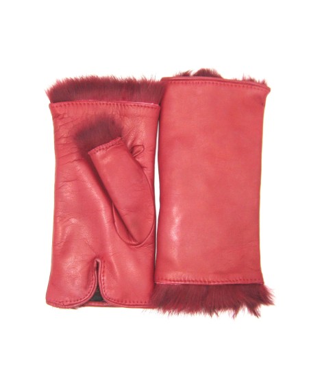 Sermoneta Gloves Manicotto in Nappa 2bt foderato in Lapin Rosso scuro Novità