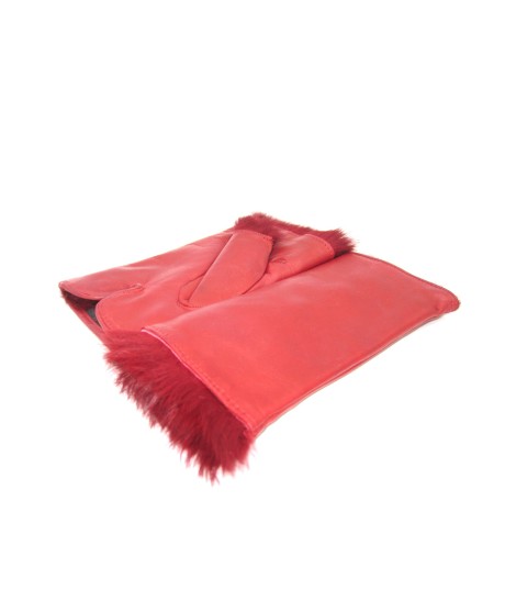 Sermoneta Gloves Manicotto in Nappa 2bt foderato in Lapin Rosso scuro Novità