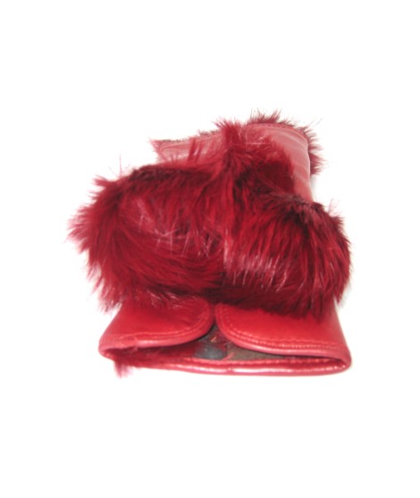 Sermoneta Gloves Manicotto in Nappa 2bt foderato in Lapin Rosso scuro Novità