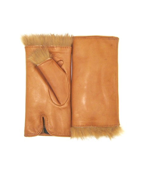 Sermoneta Gloves Manicotto in Nappa 2bt foderato in Lapin Tan Presa