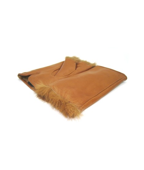 Sermoneta Gloves Manicotto in Nappa 2bt foderato in Lapin Tan Presa
