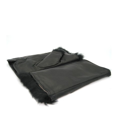 Sermoneta Gloves Manicotto 2bt foderato in Lapin Nero Sconto