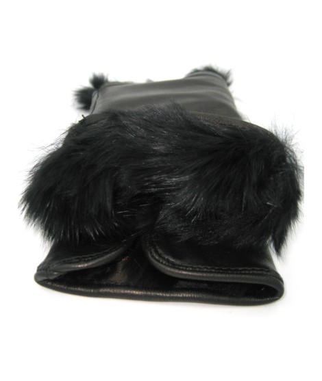 Sermoneta Gloves Manicotto 2bt foderato in Lapin Nero Sconto