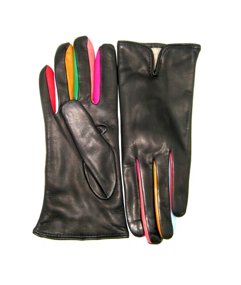 Sermoneta Gloves Guanto in Nappa con forchetta multicolor Nero Offerta