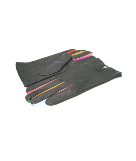 Sermoneta Gloves Guanto in Nappa con forchetta multicolor Nero Offerta