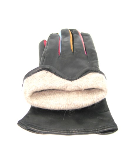 Sermoneta Gloves Guanto in Nappa con forchetta multicolor Nero Offerta