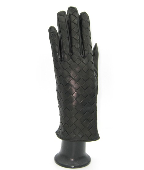 Sermoneta Gloves Guanto in Nappa Intrecciato fodera cashmere Nero Economico