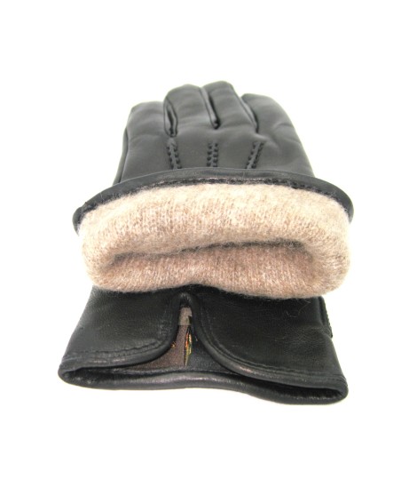 Sermoneta Gloves Guanto in Nappa con cinturino fodera cashmere Nero Outlet