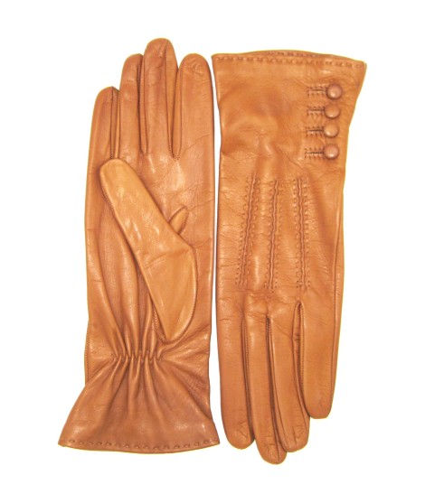 Sermoneta Gloves Guanto Nappa 4bt con bottoncini fod.seta Tan In Vendita