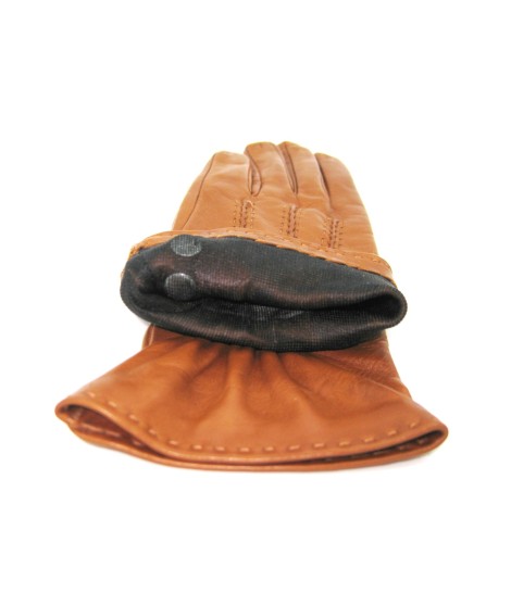 Sermoneta Gloves Guanto Nappa 4bt con bottoncini fod.seta Tan In Vendita