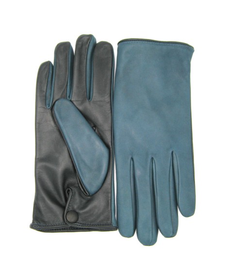 Sermoneta Gloves Guanto in Nappa fodera cashmere Touch screen Petrolio/Nero Moda
