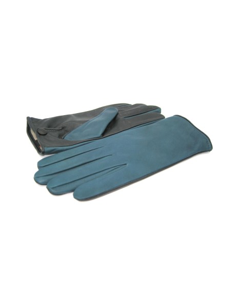 Sermoneta Gloves Guanto in Nappa fodera cashmere Touch screen Petrolio/Nero Moda