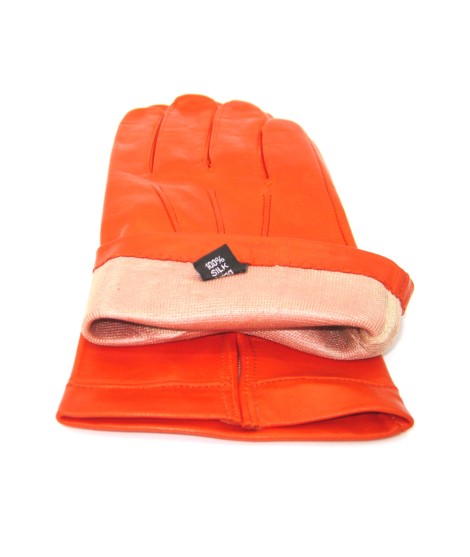 Sermoneta Gloves Guanto in Nappa foderato seta Arancio Prezzo di fabbrica