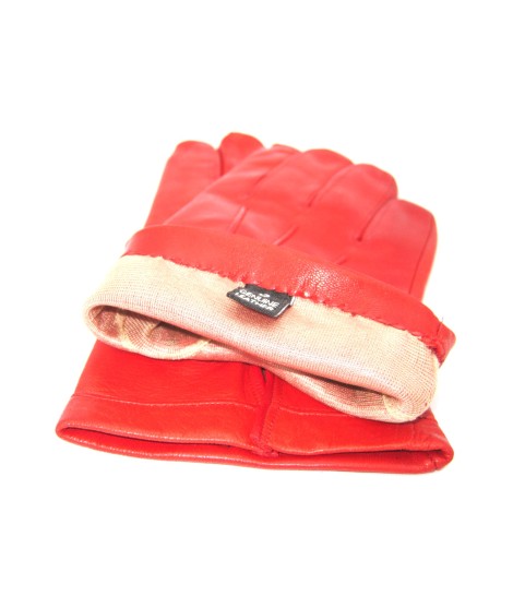 Sermoneta Gloves Guanto in Nappa foderato seta Rosso Shopping online