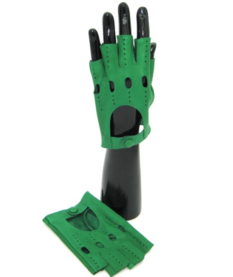 Sermoneta Gloves Guanto Guida in Nappa mezze dita Verde Smeraldo Offerta San Valentino