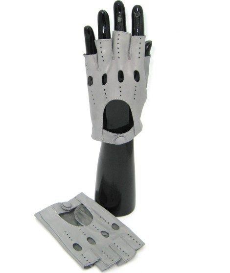Sermoneta Gloves Guanto in Nappa da Guida mezze dita Grigio Perla Prezzo basso