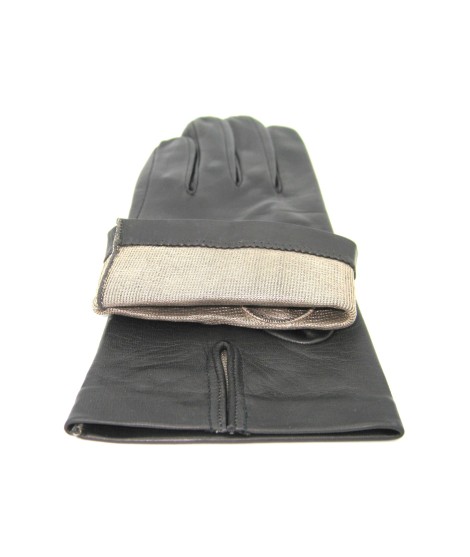 Sermoneta Gloves Guanto Nappa fodera seta Grigio scuro Black Friday Prezzi