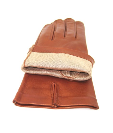 Sermoneta Gloves Guanto Nappa fodera seta Cognac Sconti questo mese