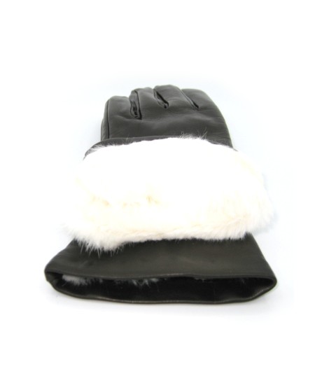 Sermoneta Gloves Guanto Nappa foderato Lapin Nero Vendita