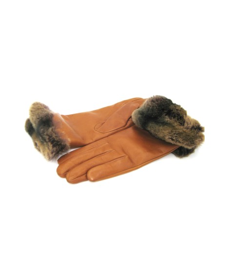 Sermoneta Gloves Guanto Nappa con risvolto Rex fodera cashmere. Tan Presa