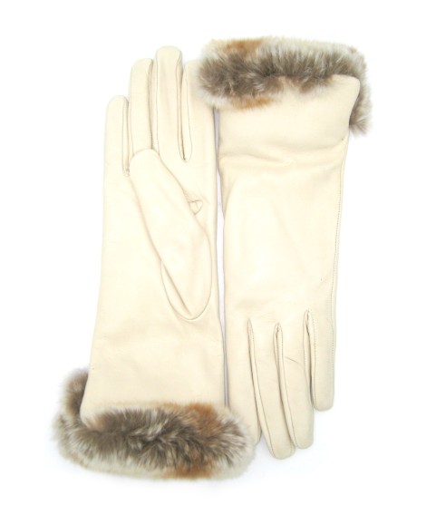 Sermoneta Gloves Guanto Nappa con risvolto Rex fodera cashmere. Panna In Vendita