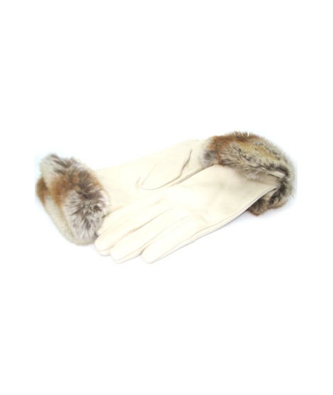 Sermoneta Gloves Guanto Nappa con risvolto Rex fodera cashmere. Panna In Vendita