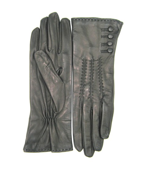 Sermoneta Gloves Guanto Nappa 4bt con bottoncini fod.seta Nero Hotsell