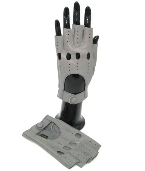 Sermoneta Gloves Guanto Guida in Nappa sfoderato 1/2 dita Grigio Perla Promozione temporanea