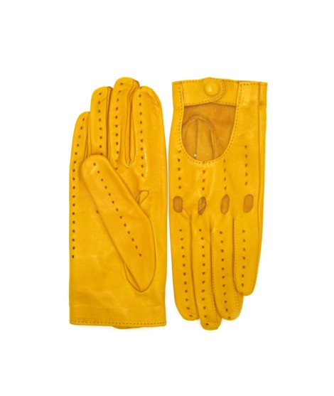 Sermoneta Gloves Guanto Guida in Nappa sfoderato dita intere Giallo ocra Italy