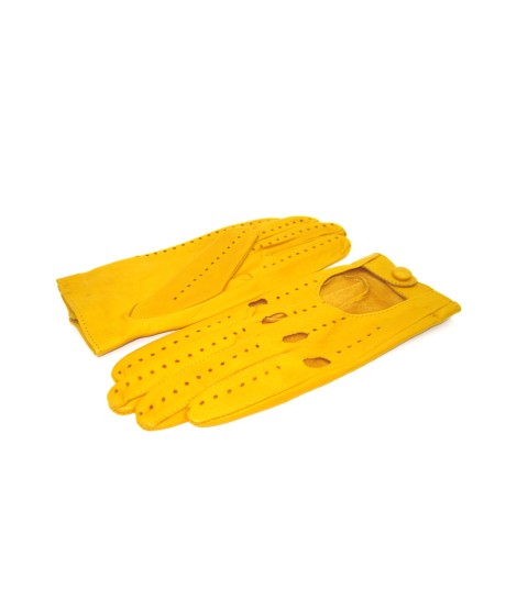 Sermoneta Gloves Guanto Guida in Nappa sfoderato dita intere Giallo ocra Italy
