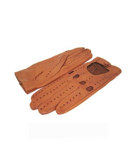 Sermoneta Gloves Guanto Guida in Nappa sfoderato dita intere Tan In Linea