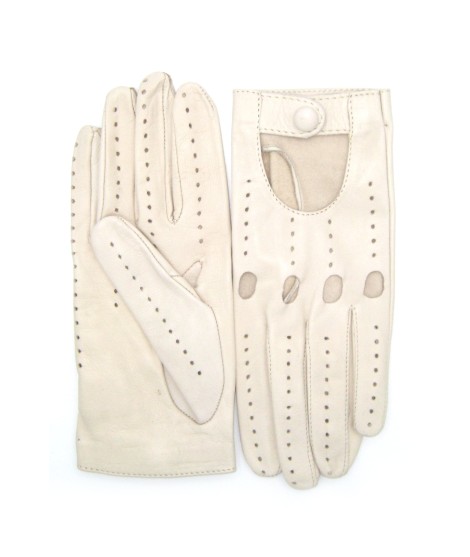 Sermoneta Gloves Guanto Guida in Nappa sfoderato dita intere Panna Nuovo