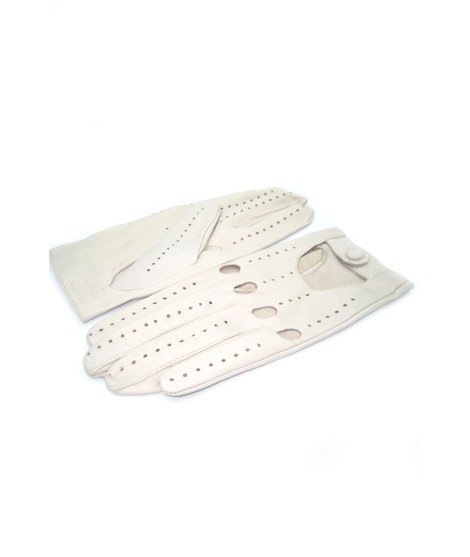 Sermoneta Gloves Guanto Guida in Nappa sfoderato dita intere Panna Nuovo