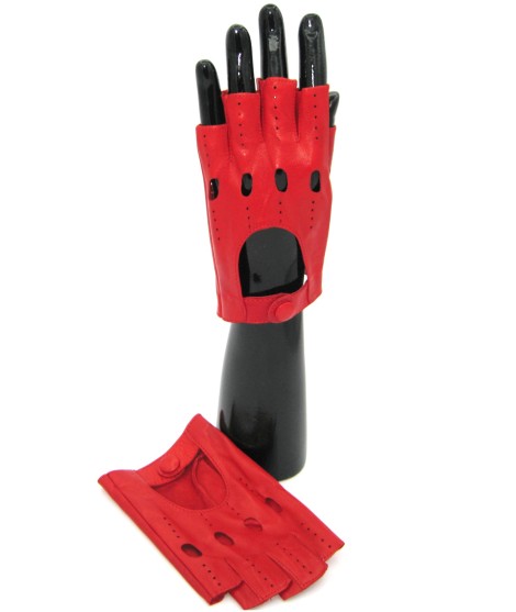 Sermoneta Gloves Guanto in Nappa da Guida mezze dita Rosso Offerta
