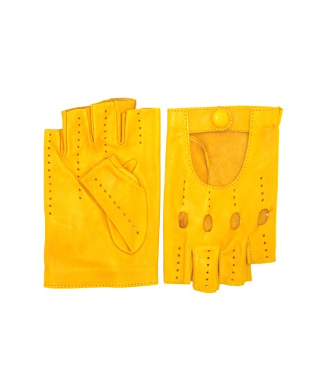 Sermoneta Gloves Guanto Guida in Nappa mezze dita Giallo ocra Offerta esclusiva