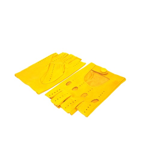 Sermoneta Gloves Guanto Guida in Nappa mezze dita Giallo ocra Offerta esclusiva