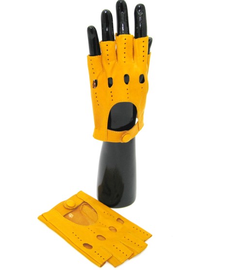 Sermoneta Gloves Guanto Guida in Nappa mezze dita Giallo ocra Offerta esclusiva