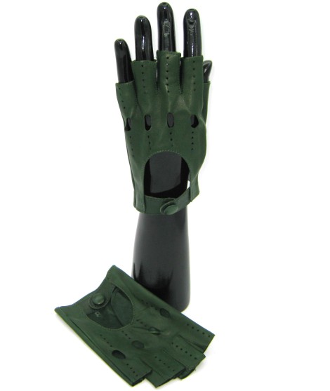 Sermoneta Gloves Guanto Guida in Nappa mezze dita Verde Oliva Vendite stagionali