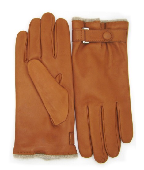 Sermoneta Gloves Guanto in Nappa foderato cashmere con cinturino Tan Smaltimento dello stoccaggio