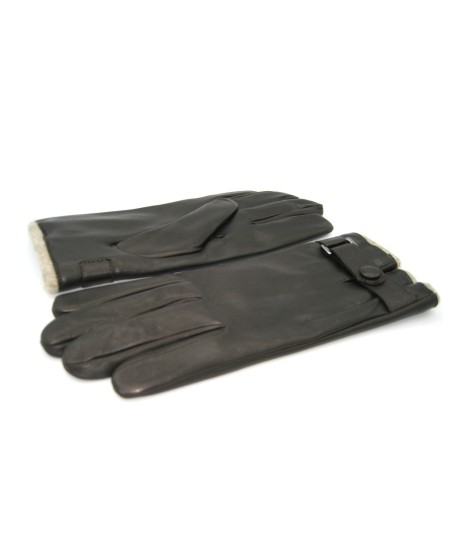 Sermoneta Gloves Guanto in Nappa foderato cashmere con cinturino T.Moro Vendita calda