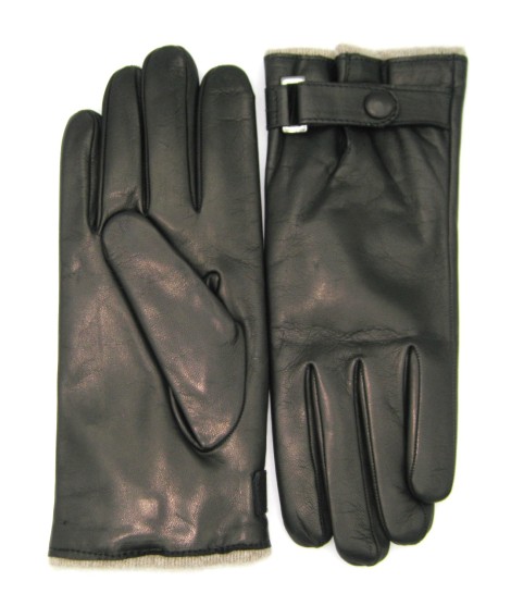 Sermoneta Gloves Guanto in Nappa foderato cashmere con cinturino Nero Offerta migliore