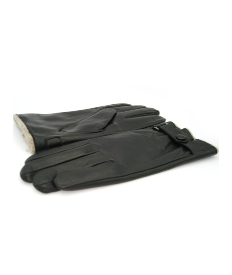 Sermoneta Gloves Guanto in Nappa foderato cashmere con cinturino Nero Offerta migliore