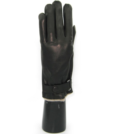Sermoneta Gloves Guanto in Nappa foderato cashmere con cinturino Nero Offerta migliore