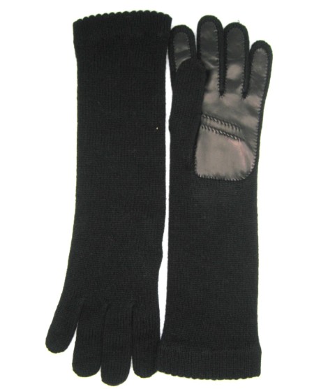 Sermoneta Gloves Guanto in 100% cashmere 4bt con palmo in Nappa Nero/Nero Ultimi due giorni