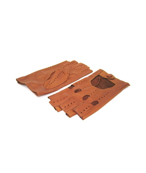 Sermoneta Gloves Guanto Guida in Nappa sfoderato 1/2 dita Tan Promozione temporanea