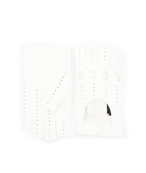 Sermoneta Gloves Guanto Guida in Nappa sfoderato 1/2 dita Bianco Fino al 50% di sconto