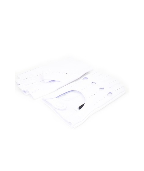 Sermoneta Gloves Guanto Guida in Nappa sfoderato 1/2 dita Bianco Fino al 50% di sconto