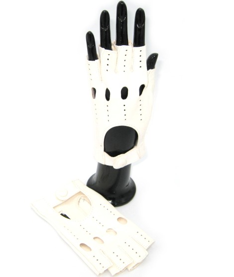 Sermoneta Gloves Guanto Guida in Nappa sfoderato 1/2 dita Bianco Fino al 50% di sconto